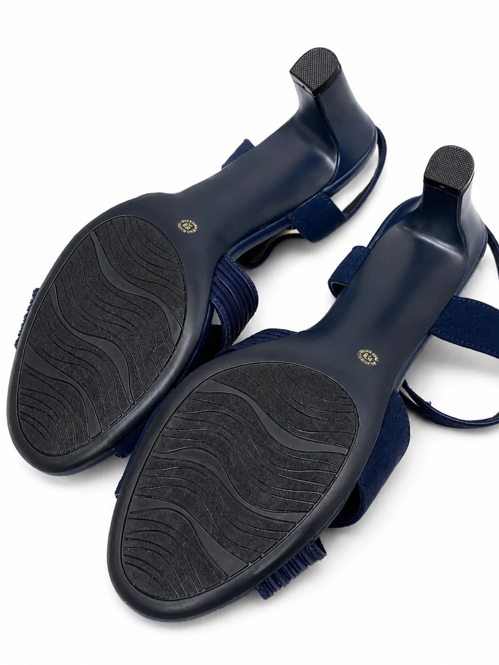NWT East 5th Navy Satin Strappy Block Heel Sandals 8.5